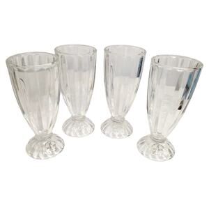 4 pc. Gibson Home Milkshake Glass Set 12 oz. 7 1/4" Tall Soda Fountain Sundae